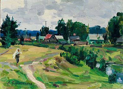 Борисенков Василий Павлович (р.1924). Пасмурно. Рыбак. 1955.