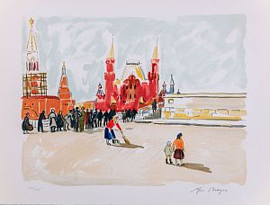 Ив Брайе (Yves Brayer) (1907-1990). Красная площадь. Лист из альбома литографий "Свет Москвы". 1976.