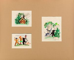 Лемкуль Федор Викторович (1914-1995). Три иллюстрации к сказке Г.Цыферова "В медвежачий час". 1982.
