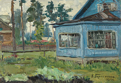 Борисенков Василий Павлович (р.1924). Дачное место. 1956.Картон, масло. 24 х 35 см.Справа внизу: "В.Борисенков