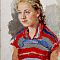 Веселова Нина Леонидовна (1922-1960). 
Девочка в полосатой блузе. 1950-е.
