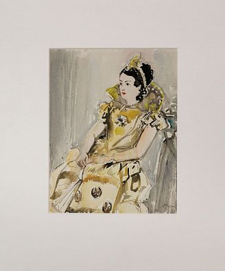 Софронова Антонина Федоровна (1892-1966). Портрет актрисы Надежды Баженовой в театральном костюме. Серия "Бывшие актрисы". 1940.