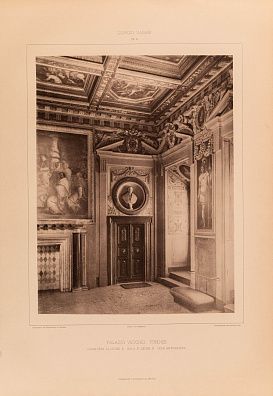 Лист из альбома "Архитектура Ренессанса в Тоскане." (Die Architektur der Renaissance in Toscana). Палаццо Векье. Зал Леона X.