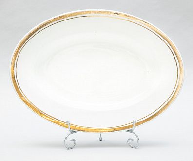 Блюдо с золотой отводкой. СССР, Конаковский фаянсовый завод, 1962-91 годы.