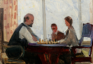Быканова Нэлли Дмитриевна (р.1930).
Ленин с детьми играет в шахматы. 1960-е.