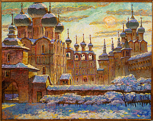 Мануилов (Мануйлов) Нодар Николаевич (р.1926).
Ростов Великий. Зимнее солнце перед грозой. 1992.