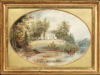 Неизвестный художник. Россия.(?).Павильон на берегу озера. 1853.