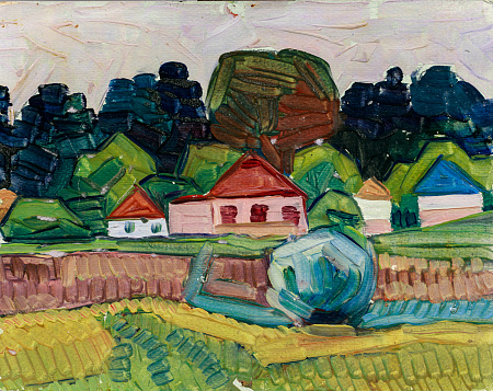 Неизвестный художник. Россия.Сельский пейзаж. 1956.