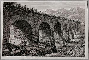 Луиджи Россини (Luigi Rossini) (1790-1857). 
Вид на девятый мост за Порто Маджоре. Из серии "Римские древности". 1820-1823.