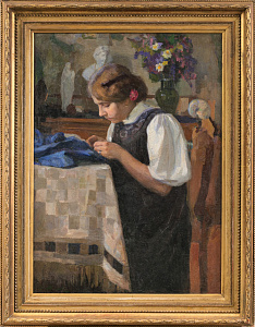 Харитонов Николай Васильевич (1880-1944). За шитьем. 1910-е.