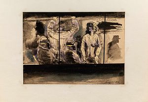 Басыров Гариф Шарипович (1944-2004). Лист №2 из серии "Ночной автобус". 1981.