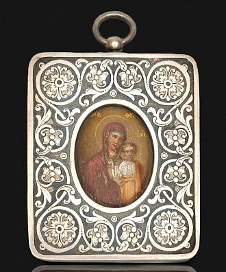 Икона "Богоматерь Казанская", в серебряном окладе. 1908–1917 гг. Москва. Мастерская Дмитрия Смирнова.