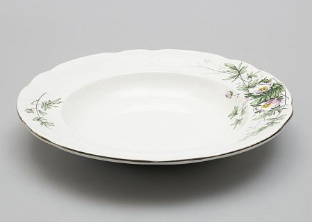 Две тарелки для первых блюд "Примула". Конаковский фаянсовый завод им. М.И. Калинина, 1926-32 годы.