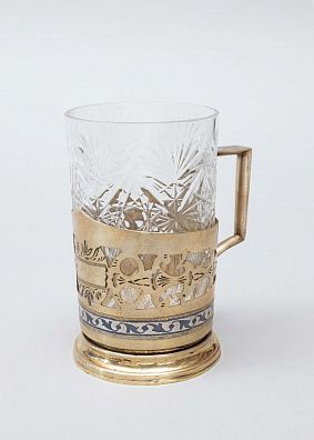 Подстаканник с растительным узором. СССР, Великий Устюг, фабрика "Северная чернь", 1968 г.