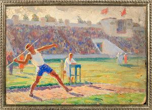 Неизвестный художник. Россия. На стадионе. 1930-е.