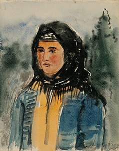 Софронова Антонина Федоровна (1892-1966). 
Портрет восточной девушки. 1939.