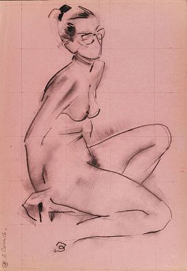 Сачков Владимир Васильевич (1928-2005). 
Натурщица в очках. Натурщица. Двусторонняя работа. Вторая половина XX века.
