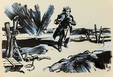 Добровольский Владимир Петрович (1920-1991). Минное поле. Иллюстрация к книге "Как я боялась генералов". 1978.