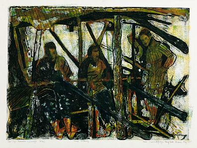 Брюс Обомейома Онобракпейя (Bruce Obomeyoma Onobrakpeya) (р.1932).Ткачи. 1975.