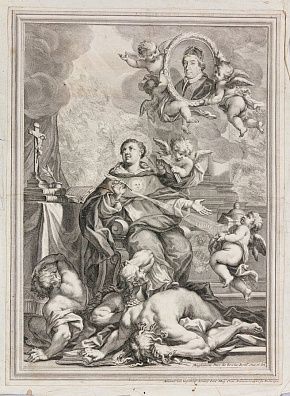 Арнольд ван Вестерхаут (Arnold van Westerhout) (1651-1725).Фома Аквинский с портретом папы Климента XI. Начало XVIII века.