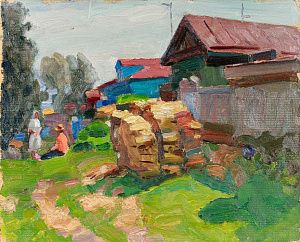 Лобковский Александр Александрович (1918–1991). 
Деревенский пейзаж. Село Таремское. 1979.