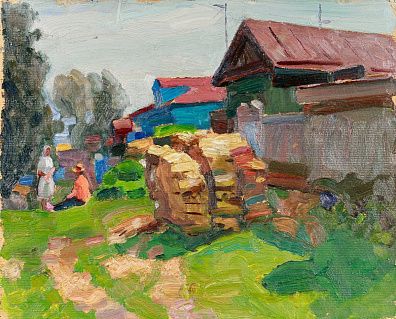 Лобковский Александр Александрович (1918–1991). 
Деревенский пейзаж. Село Таремское. 1979.