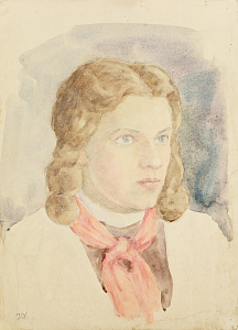 Хрустачев Николай Иванович (1883-1961). (?)Портрет пионерки. Конец 1930-х.