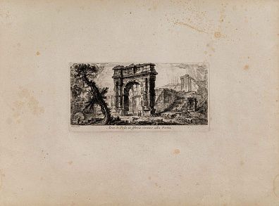 Пиранези Джованни Батиста (Piranesi Giovanni Battista) (1720-1778). Арка Пула в Истрии. Из серии "Несколько видов триумфальных арок и других памятников, воздвигнутых римлянами...". 1760-е - 1770-е.