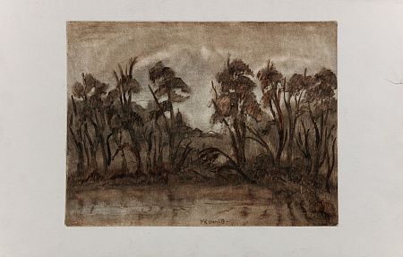 Коннов Михаил Федорович (р.1928). (?).Пейзаж с озером. 1970-е - 1980-е.