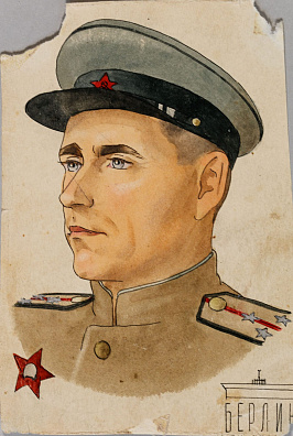 Неизвестный художник. Россия.
Портрет советского военного. 1945.