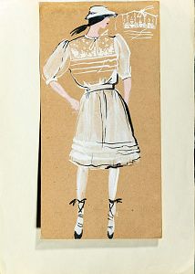 Неизвестный художник. Россия.Эскиз женской блузы. С шляпкой. 1981.