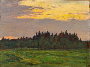 Кугач Юрий Петрович (1917-2013). Опушка леса. Вечереет. 1990.