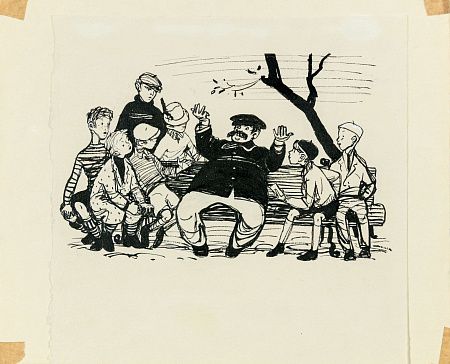 Лемкуль Федор Викторович (1914-1995).
"Увлекательный рассказ". Иллюстрация к книге Ф.Лангера "Братство Белого Ключа". 1960-е.