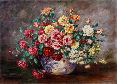 Смоликов Александр Константинович (XIX-XX).Натюрморт с розами. 1910-е - 1920-е.