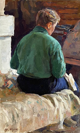 Кугач Юрий Петрович (1917-2013). Портрет Веры Григорьевны Брюсовой. Со спины. 1967.