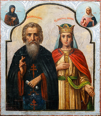 Икона "Никола Копский и Св.Александра". Россия. Конец XIX век.