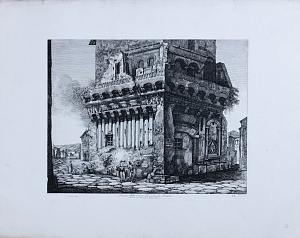 Луиджи Россини (Luigi Rossini) (1790-1857). Руины дома Кола ди Риенцо. Из серии "Римские древности". 1820-1823.