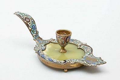 Подсвечник с растительным узором в технике шамплеве. Франция, вторая половина XIX в.