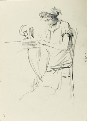 Вишняков Олег Николаевич (1935-2012). За швейной машинкой. 1950-е - 1960-е.