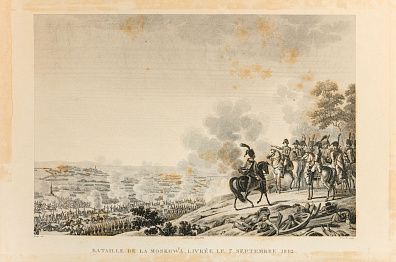 Жак Куше (Jacques Couche) (1759-1832). Битва под Москвой 7 сентября 1812 года. Лист из альбома "Французские кампании под командованием консульства и империи (Campagnes des francais sous le Consulat et l’Empire)". Вторая четверть XIX века.