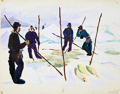 Назаров Константин Борисович (1933-1981). 
Охотники и тюлени. 1967.