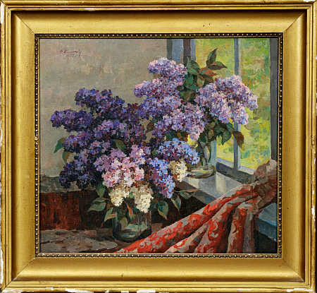 Калачев Евгений Александрович (1888-1966).Букет сирени у окна. 1955.