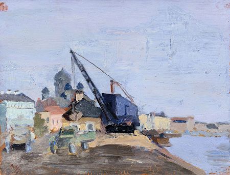 Неизвестный художник. Россия. Набережная Лейтенанта Шмидта. 1930-е - 1940-е.