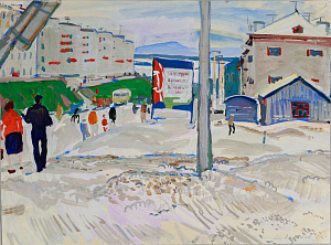 Алексеев Адольф Евгеньевич (1934-2000). Улица Ленина в Амурске. Из серии "По Амуру". 1964.