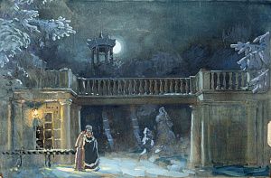 Севастьянов Иван Васильевич (1920-2004). Эскиз театральной декорации. Зима в Царском Селе.1950-е - 1960-е.