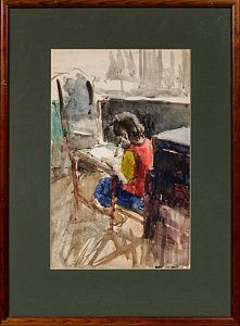 Рудаков Михаил Захарьевич (1914-1985). 
Рисующая девочка. 1955.