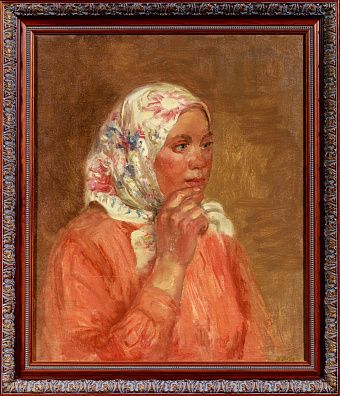 Лебедев Дмитрий Васильевич (1905-1987).
Портрет девушки в платке. 1935.