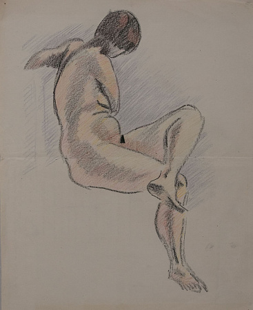 Тырса Николай Андреевич (1887-1942).
Сидящая обнаженная, положившая ногу на ногу. 1930-е.