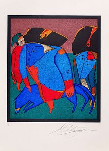 Шемякин Михаил Михайлович (р.1943). Синий генерал. Из серии "Карнавалы Санкт-Петербурга". 1970-е - 1980-е.