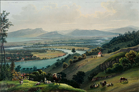 Иоганн Людвиг Блёйлер (Johann Ludwig Bleuler) (1792-1850).
Вид на Боденское озеро. Устье Рейна. Первая треть XIX века.